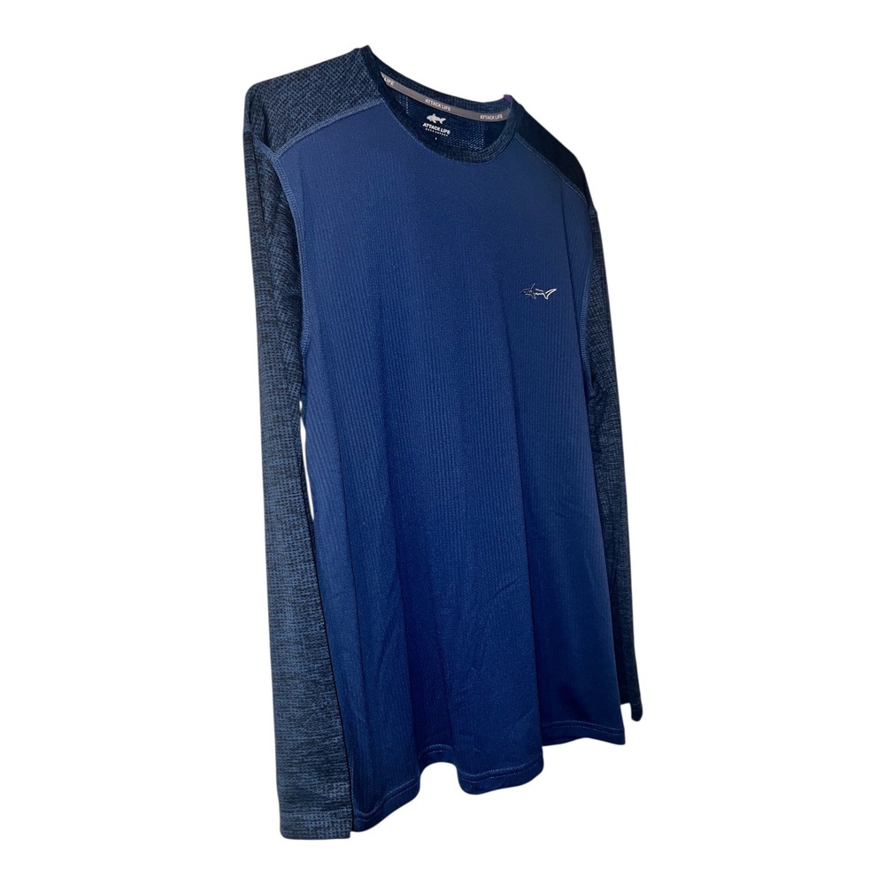 Greg Norman Attack Life Golf Shirt Mens Long Sleeve Blue L - Picture 2 of 7